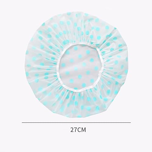 Miniatura 6 de Gorros de ducha para mujer, paquete de 6 gorros de ducha reutilizables con banda elástica, impermeables, para pelos largos, cortos y rizados