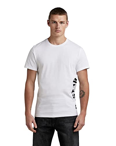 G-Star Raw Camiseta Side Stencil Para Hombre, Blanco White D22780-336-110 , L G-Star Raw Camiseta Side Stencil Para Hombre, Blanco White D22780-336-110 , L