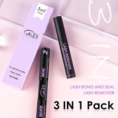 GAQQI Lash Bond and Seal and Remover, Waterproof Lash Clusters Glue Easy to Use 3 in 1 Strong Hold DIY Eyelash Adhesive Kit, Qucik Removal Eyelash Remover, 2 Pcs - Thumbnail 7