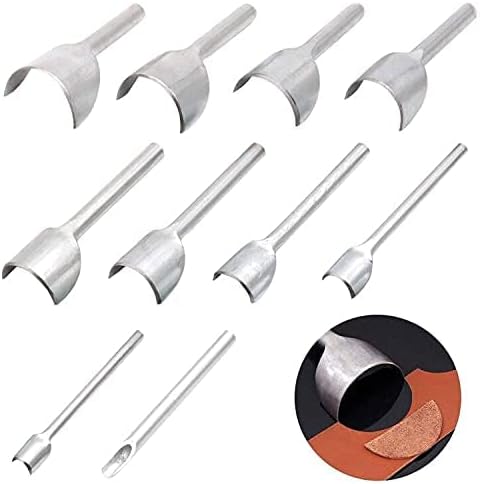 10 Pcs Half Round Leather Punches, Strap End Punches Leather Tools Arc-Shaped Craft Half-Round Cutter Punch for Crafting Strap Belt Wallet and Bag End DIY Handwork 5-50mm