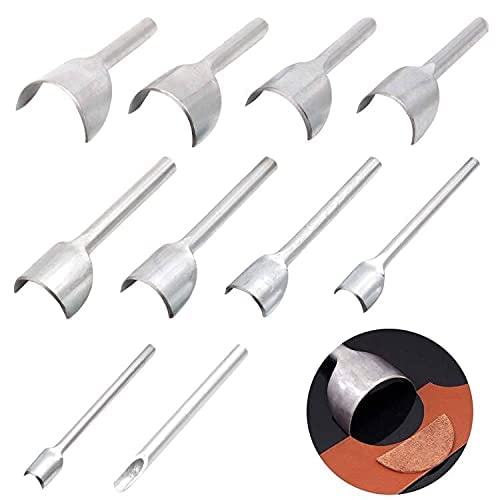 Odowalker 10 Pcs Half Round Leather Punches, Strap End Punches Leather Tools Arc-Shaped Craft Half-Round Cutter Punch for Crafting Strap Belt Wallet and Bag End DIY Handwork 5-50mm