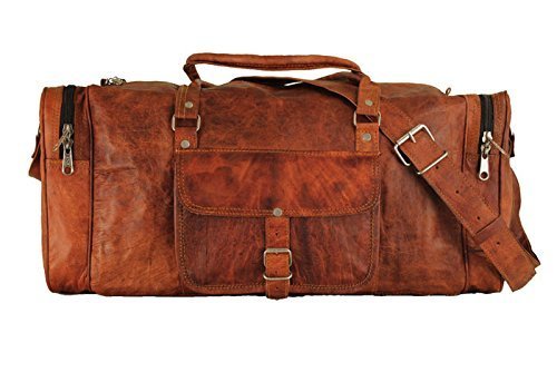 ZNT BAGS Vintage Handcrafted Leather Duffle Bag/Overnight Weekend/Bag Leather Gym Sports Cabin Bag for Men&Women (Brown) 24 Inches