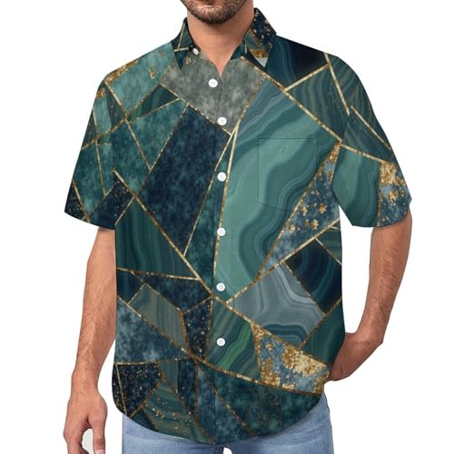 Chemise Hawaïenne Homme Art Déco en Marbre Géométrique à Manches Courtes