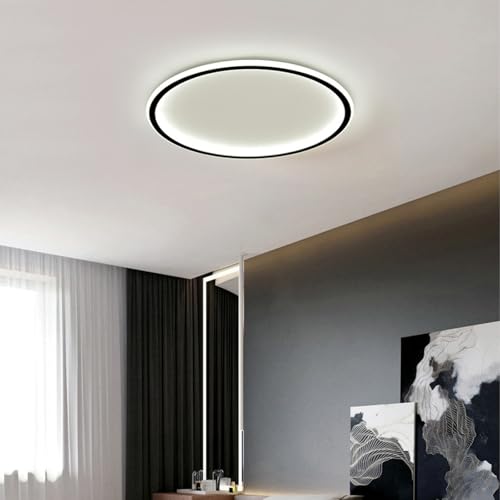Plafonnier LED dimmable noir de 50cm avec télécommande moderne - 5