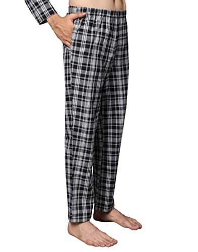 Image of B STORIES Men's 100% Cotton Full Sleeve PJ Set - Checkered Nightwear Set | Soft Loungewear | Comfortable Sleepwear | Stylish Casual Home Wear Shirt & Pant (S-XXL)