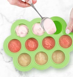 VISMII Baby Food Storage Container 10 Cup Silicone Baby Food Freezer Tray with Lid Stackable Reusable Silicone Baby Food Freezer Storage Tray for Food Vegetable Fruit Puree and Breast Milk - Green.