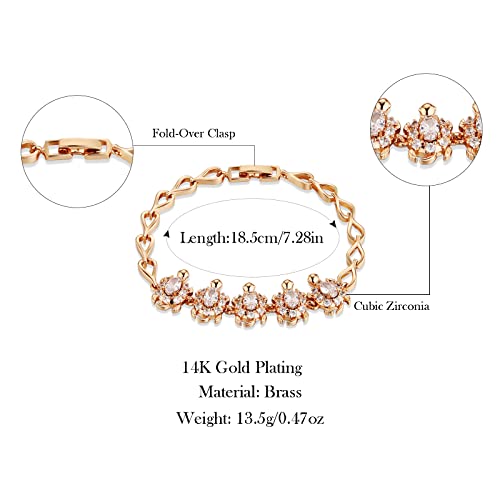 Hzman 14K Gold Plated Silver Tennis Bracelet For Women Girls Cubic Zirconia Turtles Bracelets Animals Fashion Link Bracelet Jewelry Gift (Rose Gold) #TOP5