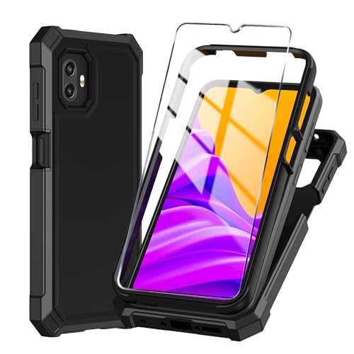 for Samsung Galaxy Xcover 6 Pro Phone Case with Tempered Glass Screen Protector Slim Soft Silicone Full-Body Protective Case for Galaxy Xcover 6 Pro (Black)