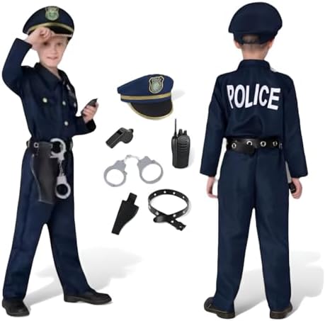 Conjunto de Festa Fantasia Completa de Polícia Infantil Menino- 8...