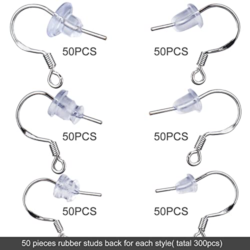 Earring Backs,Rubber Earring Backs For Studs, Silicone Earring Backs With Pad, Earring Backs Rubber, 6 Different Shapes Soft Clear Earring Backs Replacements, Earring Backings For Studs (300Pcs) #TOP2