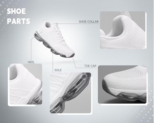 Image of Womens Air Cushion Running Shoes Walking Jogging Fitness Gym Fashion Sneakers Lace Up Casual Comfortable Work Tennis Sport Athletic Trainers