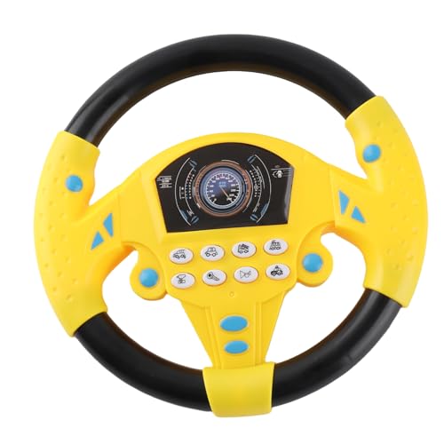 Tnfeeon Jouet de Pilotage pour, Volant Enfant Voiture, Volant Enfants Enfants Copilot Volant de Simulation avec lumière et Sons de Conduite Jouets éducatifs pour la Petite enfance(Jaune)
