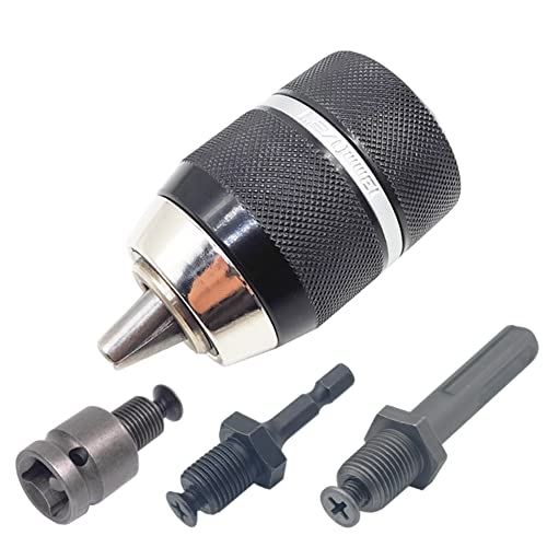 PATUOPRO 1.5-13mm Keyless Drill Chuck Metal Heavy Duty 1/2''-20UNF with SDS-Plus Shank 1/4