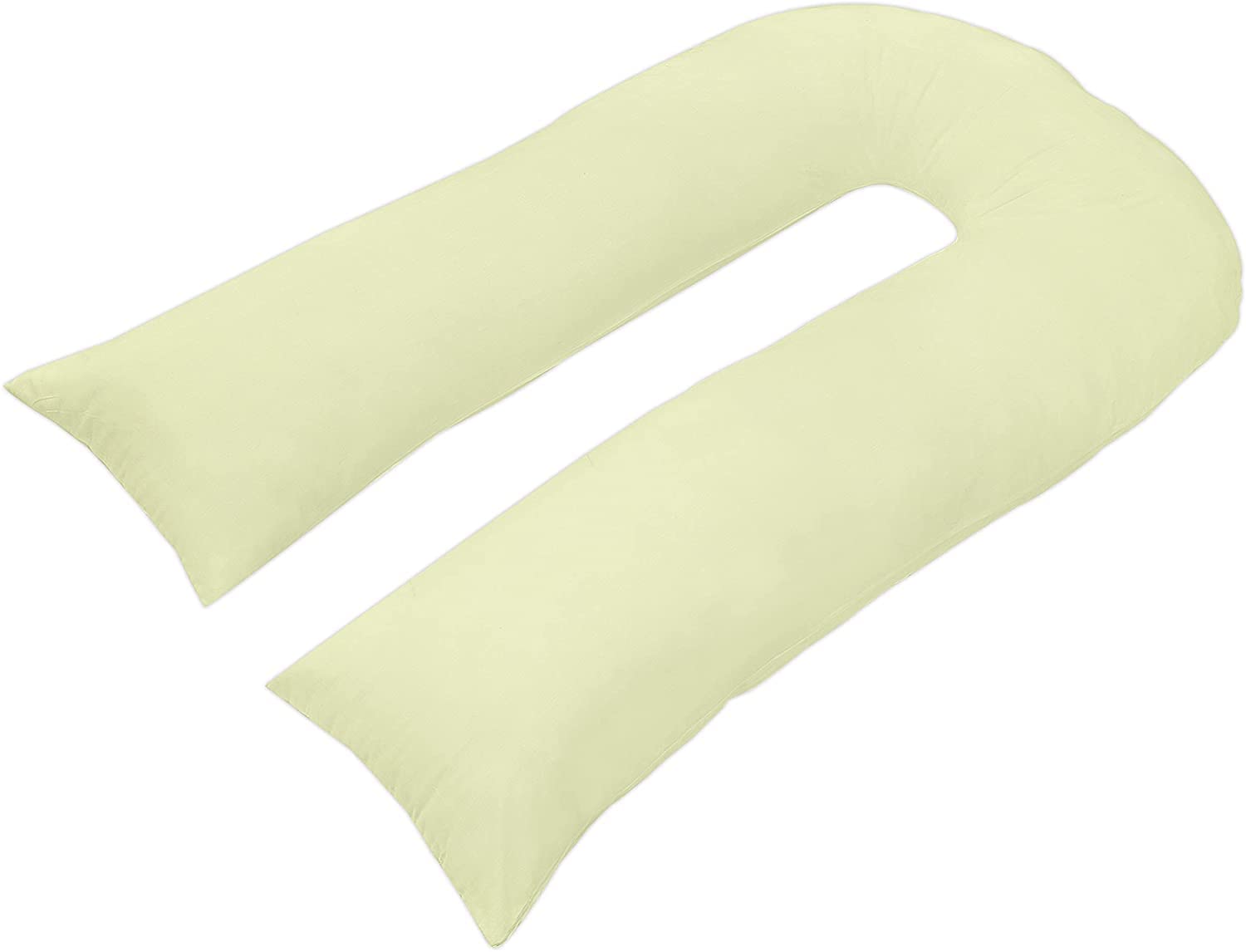 Arlinens Women's Cream 12Ft Long U Shaped Full Body & Back Support Pillow Extra Fill With Hollow Fiber-Soft Relieve Pain Pregnancy & Leg Support Pillow With Free Pillowcase (12Ft U Pillow With Case,)