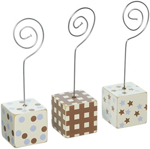 Image of New Arrivals Small Photo Blocks, Set of 3, Blue /Chocolate