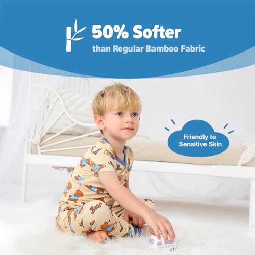 Image of Kids 2-Piece So Soft Playtime Set-Lightweight Viscose from Bamboo Short Sleeve Top&Leggings for Toddler Boy & Girls