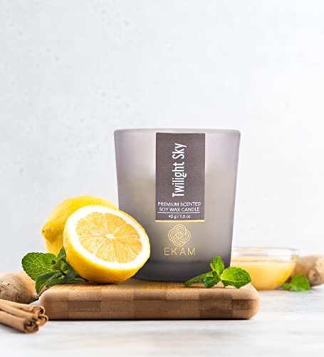Image of EKAM Twilight Sky Votive Soy Wax Scented Candle, 40 Grams, 10 Hours Burn Time| Long Lasting Premium Candles | Ideal for Home Decor | Gifting & Aromatherapy (Pack of 6)