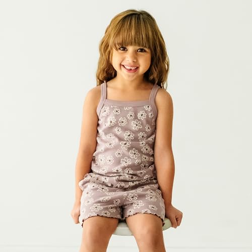 Image of MakeMake Organics GOTS Certified Organic Cotton Baby Kids Toddler Girl Top and Short Outfit Set - Daisies, 2-3 Years