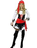 Yummy Bee - Edles Piraten Karneval Fasching Kostüm Damen + Hut Schwert Entermesser Karibik Größe 36 - 46 (38-40)
