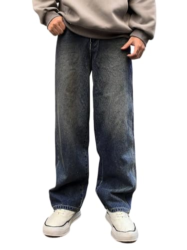 Image of Men's Jeans Loose Fit Denim Pants for Men | Casual Straight Fit Jeans for Mens | Cotton Denim Pant | Comfortable Classic Design with Stylish Look Mide Rise