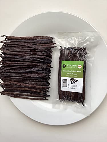 Tahitian Vanilla Beans Grade B Extract Organic Bulk 2oz FITNCLEAN VANILLA USDA Certified Organic Natural Raw Pods 4"-5"