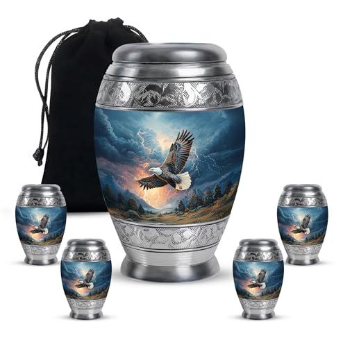 Image of Eagle Urn Decorative Funeral Urn for Ashes for Women 1 Large & 4 Small | Small Keepsake Cremation Urns for Men, Memorial for Your Loved One, Mini Keepsake Urn