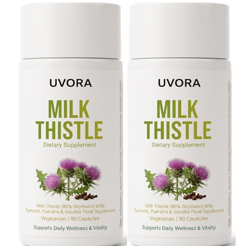 Uvora Milk Thistle Detox Uvola Milk Thistle Supplement 80% Silymarin Liver Support Formula Supports Natural ification & Healthy Digestion 300mg 90 Capsules (2pc)