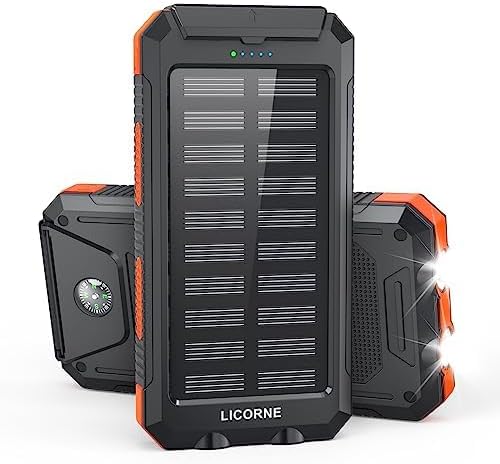 Solar Charger Power Bank Fast Charging - 30000mAh Portable Solar Phone Battery Panel Charger, QC3.0 Dual USB Port Battery Pack Charger for All Cell Phones & Electronic Devices (Orange)