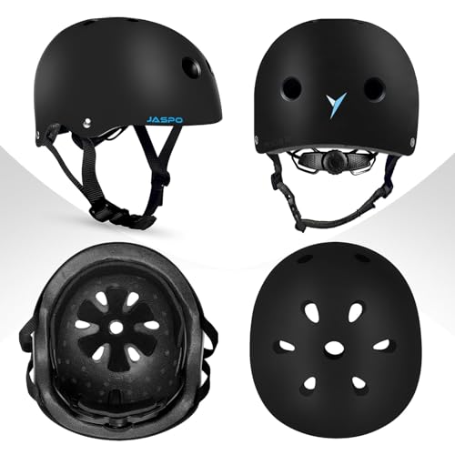 Image of Jaspo Vault Complete Kit | ABS Shell EPS Helmet & PE Shell Guards with 8mm EVA Foam Cushion | Comfort Fit Safety Gear for Skating, Cycling, Skateboarding & Scooter Riding (Combo, Large (55 to 61 cms)