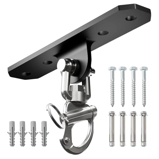 Yes4All Punching Bag Hanger, Stainless Steel Swivel Chain with 4 Snap Hooks for Heavy Bag, Gym Swing, Trapeze, and Hammock, 360° Rotation Heavy Duty Swing Hanger