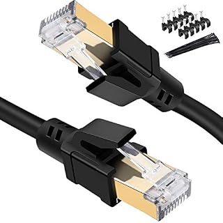 CAOOYOO Cat8 Ethernet Cable Internet Network Patch Cord, 40Gbps 2000Mhz High Speed Gigabit SFTP Lan Wire Cables with Gold Plated RJ54 Connector for Router Modem Gaming Switch Xbox