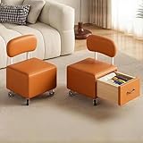 JUXDZISHW Orange,Sitzhocker mit Stauraum, Fußhocker mit Aufbewahrungsbox, Schminkhocker mit Stauraum, Couchtisch, Hocker mit Holzbeinen, für Wohnzimmer Schlafzimmer Eingangsbereich