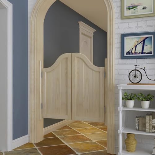 Double Swing Solid Wood Cafe Doors - 180° Opening, Stylish Dark Blue Design for Kitchen, Bar, Porch, or Stairs - Size W90xH80cm (36"x32")