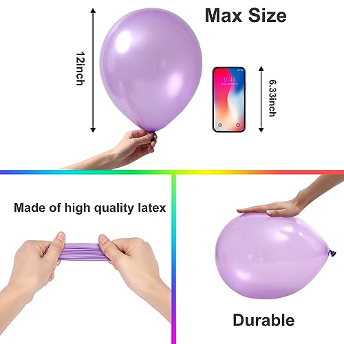 image for RUBFAC Rainbow Balloons Kit, 65pcs, 12 Inches, 12 Bright Color Party B