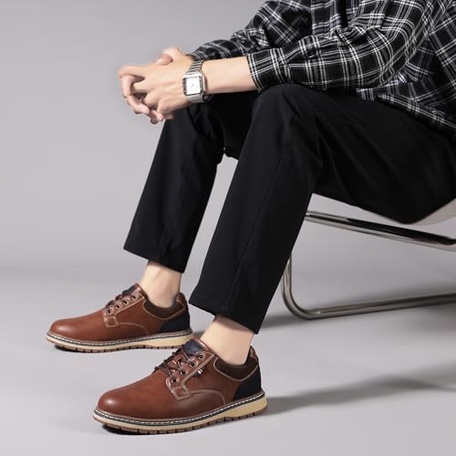 Image of ANALEAF Mens Casual Shoes Oxford Fashion Dress Sneakers Business Lace-Up Shoes