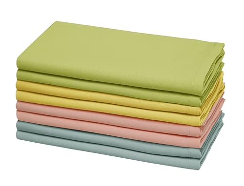 COTTON CRAFT Cloth Napkin - 8 Pack Assorted Colors Soft 100% Cotton Napkins