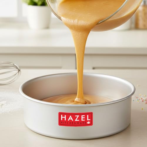 Image of HAZEL Round Cake Mould Tin 7 Inch Aluminium Cake Tin Baking Mould for Microwave Oven | Cake Making Tools Non Stick Pan Kitchen Items