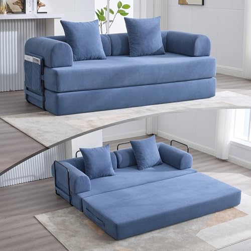 ZEIINPA Convertible Sleeper Sofa Bed with Fixed-Shape Frame, Corduroy Folding