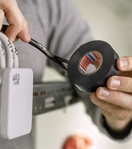 tesa Isolierband - Selbstklebendes Isolierband, hitzebeständig - Zum Isolieren, Reparieren und Bündeln - 10 m - SCHWARZ