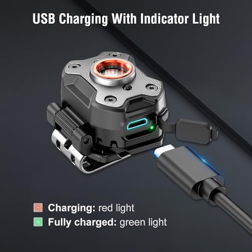 klarus HM3 Head Torch,670 Lumens Mini Headlamp with Warning Red Light, 180°Adjustable Shoulder Lamp and Clip Lamp, Suitable for Camping, Fishing, Dog Walking, Home Use