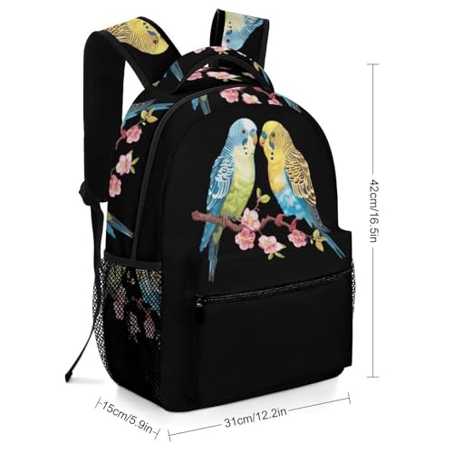 Parakeet Budgies Laptop Backpack Lightweight Travel Backpacks Casual Daypack with Adjustable Strap for Men Women2