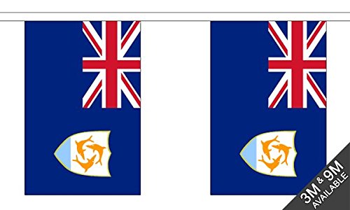 Flagtex Anguilla Fabric Bunting – 9m with 30 Flags – Fabric for Indoor & Outdoor Use – String Flags Banners Anguillan Caribbean British Territory Island — image 1