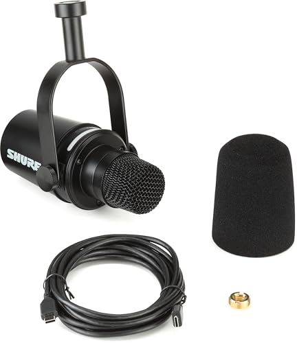 Image of Shure MV7+ Podcast Dynamic Microphone with Low Profile Mic Stand. OBS Certified, Enhanced Audio, LED Touch Panel, USB-C & XLR Outputs, Auto Level Mode, Digital Pop Filter, Reverb -Black