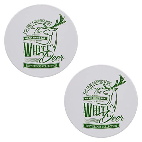 【珪藻土 コースター 2枚セット (DEER × DEER)おしゃれ アスベスト無 検査済み 吸水 速乾 調湿 結露対策 キッチン 珪藻土コースター ねこ くま しか アライグマ カフェ ソープディッシュ コースター 裏面 コルク】