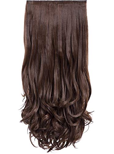 Image of Artifice 5 Clip Curly Wavy Artificial Hair Extension Natural Looking Synthetic Thick Hairs for Any Event Clip In For Styling Women and Girls 26 INCH NATURAL DARK BROWN