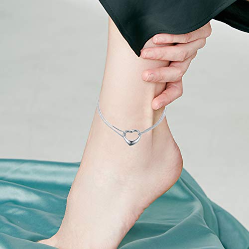 Yfn Heart Anklet For Women Sterling Silver Adjustable Foot Ankle Bracelet 8+2 Inch (Heart Anklets) #TOP1