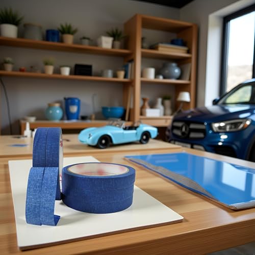 Image of Blue 50M Painters Clean Peel Masking Tape Car Sticker Decor Sticker Adhesive DIY Painting Paper Hardware Accessories Home Appliance Practical and Deft Masking Tape Painting Supplies and Tools Tape