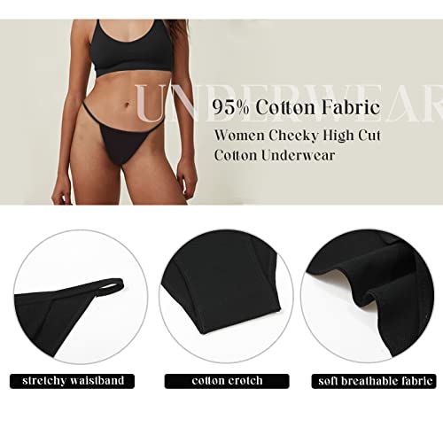 Image of LEVAO Women's Bikini Panties Cotton Underwear Plus Size High Cut String Ladies Cheeky Multipack S-2XL
