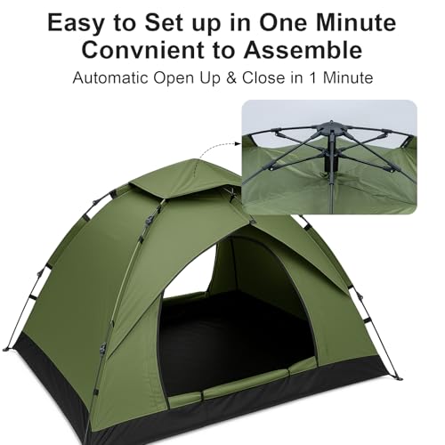 2-3 Person Instant Pop Up Tent Waterproof & UV Protection Pop Up Tents for Hiking, Outdoor, Backpacking Includes Carrying Bag - Image 4