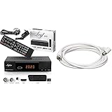 hd-line Kabelreceiver Kabel Receiver Receiver für digitales Kabelfernsehen - DVB-C + HDMI Kabel (Receiver) & PremiumCord TV Koaxial Antennen Kabel 2m, 75 Ohm, IEC Stecker auf Buchse 90°, Farbe weiß